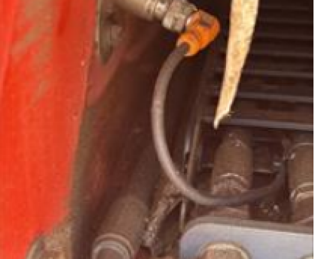 Beam boxes-left front: proximity switch bracket bent